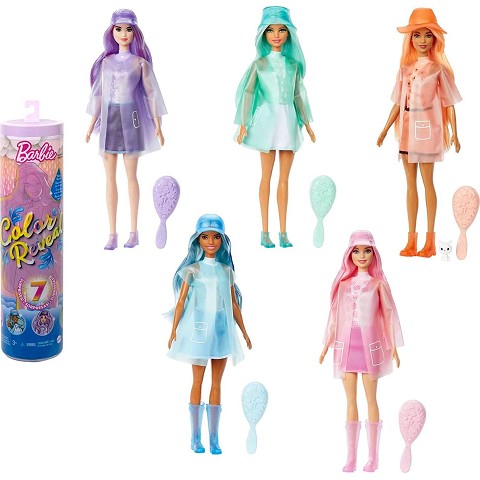 Barbie Color Reveal con 7 sorprese, Serie Sole Pioggia con Nuvolette ed Effetto Cambia Colore