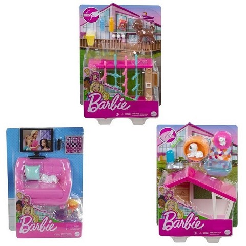 BARBIE PLAYSET WITH PET 3 ASSORTED 19X27CM
